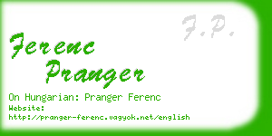 ferenc pranger business card